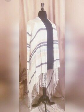 VICI COLLECTION STRIPED KNIT DUSTER CARDIGAN